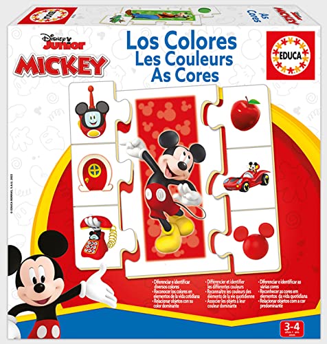 Educa - Die Farben mit Mickey und Freunden | Mit diesem Spitzen-Set Werden Sich die Kleinen mit den Farben vertraut und Objekten und ihrer dominanten Farbe verbinden | Ab 3 Jahren (19329) von Educa