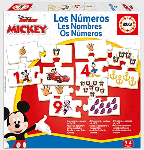 Educa - Die Zahlen mit Mickey | Mit diesem Spitzen-Set Werden Sich die Kleinen 10 vertraut und die Zahlen mit Mengen verbinden | Ab 3 Jahren (19327) von Educa
