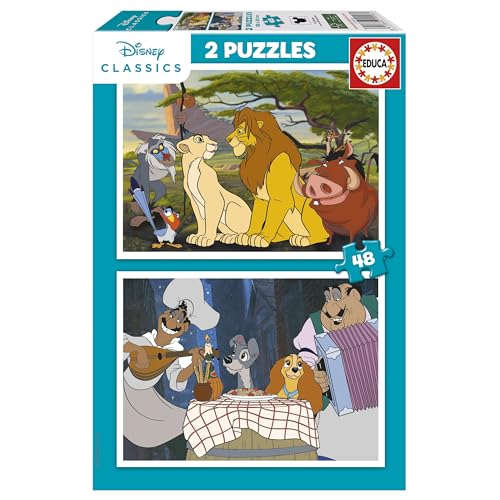 Educa - Disney | 2 Puzzle für Kinder mit 48 Teilen. Maßnahme: 28 x 20 cm. Empfohlen für Kinder ab 4 Jahre (19996) von Educa