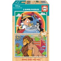 Educa - Disney Klassiker 2x50 Teile Holzpuzzle von Educa