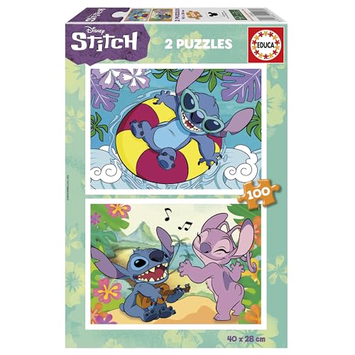 Educa - Disney Stitch | Set von 2 Puzzle für Kinder mit 100 Teilen. Maßnahme: 40 x 28 cm. Empfohlen für Kinder ab 6 Jahre (19998) von Educa