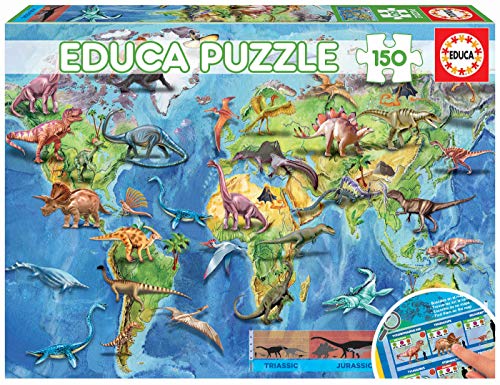 Educa - Dinosaurier, 150 Teile Puzzle für Kinder ab 6 Jahren, Dinos, Geopuzzle, Lernpuzzle (18997) von Educa