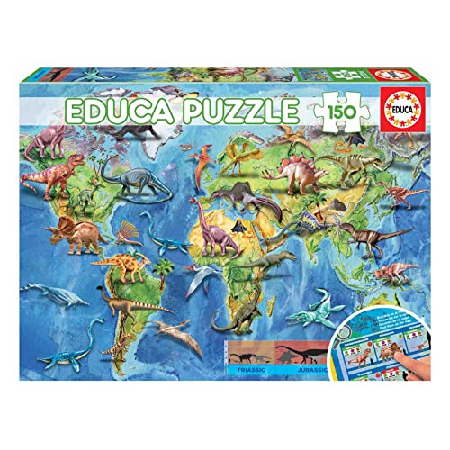 Educa - Dinosaurier, 150 Teile Puzzle für Kinder ab 6 Jahren, Dinos, Geopuzzle, Lernpuzzle (18997) von Educa