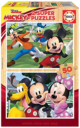 Educa - Mickey und Freunde, 2x50 Teile Puzzleset, Holzpuzzle für Kinder ab 4 Jahren, Disneypuzzle (18880) von Educa
