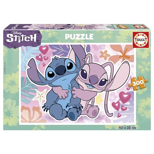 Educa - KinderPuzzle mit 300 Teile | Disney Stitch. Maßnahme: 40 x 28 cm. Empfohlen für Kinder ab 8 Jahre (19964) von Educa