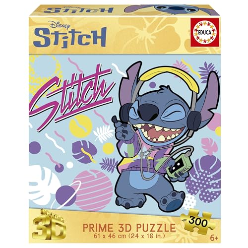 Educa Kinderpuzzle, 300 Teile, Stitch 3D Prime Lenticular Puzzle, Maße: 61 x 46 cm, empfohlen ab 6 Jahren (20273) von Educa