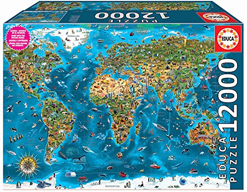 Educa - Weltwunder, 12000 Teile Puzzle Erwachsene und Kinder ab 14 Jahren, Weltkarte (19057) von Educa