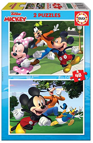 Educa - Puzzle 48 Teile für Kinder ab 4 Jahren | Mickey und Freunde, 2x48 Teile Puzzleset für Kinder ab 4 Jahren, Mickey, Minnie, Donald, Goofy, Disneypuzzle (18885) von Educa
