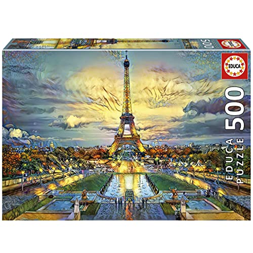 Educa - Puzzle 500 Teile für Erwachsene | Eiffelturm, 500 Teile Puzzle für Erwachsene und Kinder ab 11 Jahren, Paris, Frankreich, Pedro Gavidia (19621) von Educa