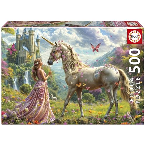 Educa - Puzzle 500 Teile für Erwachsene | Feen Einhorn Schmetterlinge | Größe 48 x 34 cm | ab 11 Jahren (20243) von Educa