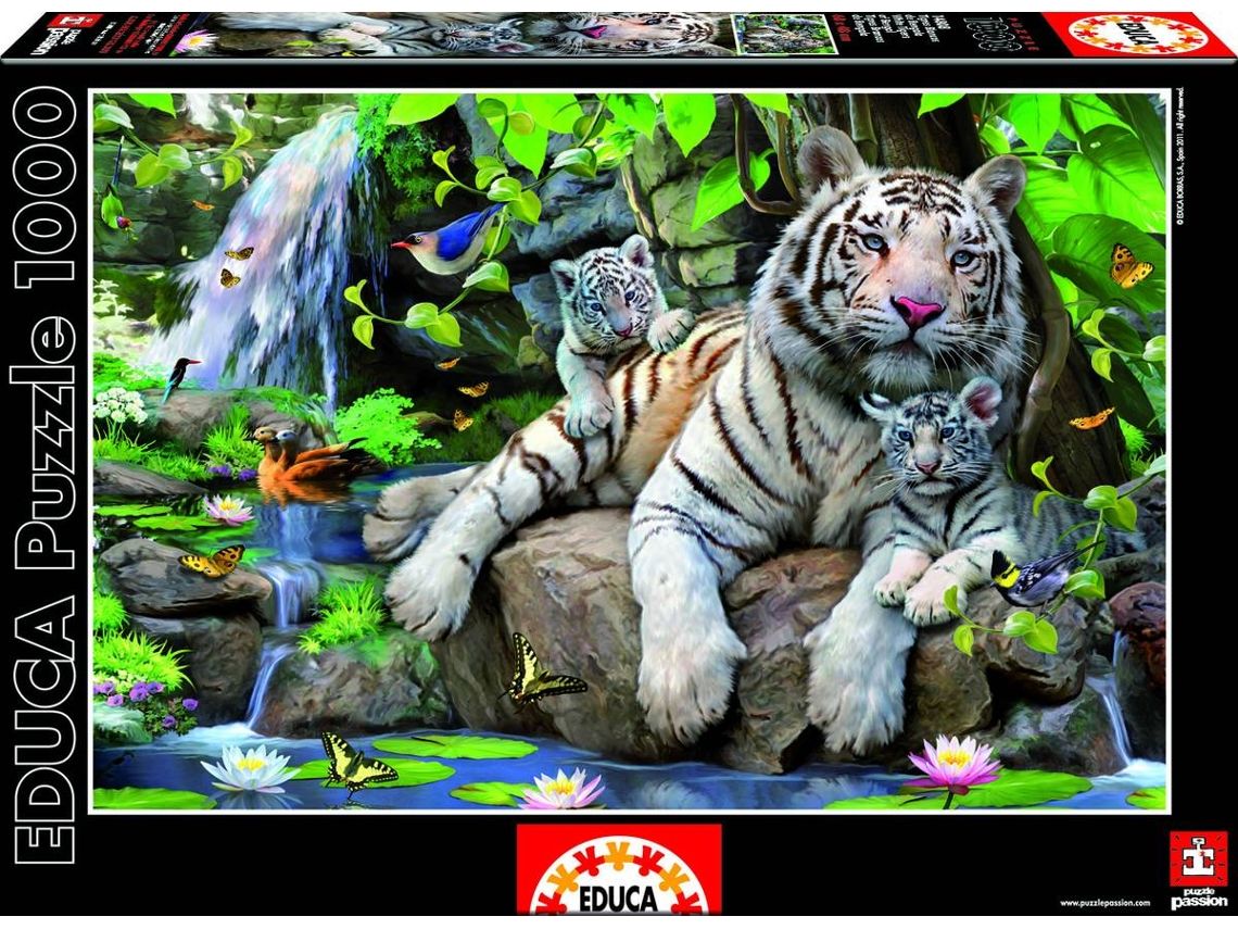 Educa Puzzle Bengal White Tigers 1000 Teile von Educa