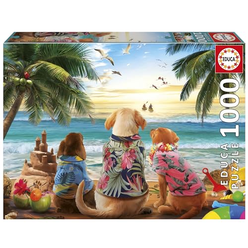 Educa - Puzzle mit 1000 Teilen für Erwachsene | Hunde am Strand | Größe: 68 x 48 cm | Ab 14 Jahren (20291) von Educa