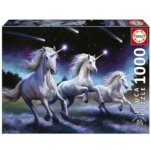 Educa - Puzzle von 1000 Teilen für Erwachsene | Einhörner, Anne Stokes. Messen: 68 x 48 cm. Beinhaltet die puzzlekleber FixPuzzle. Seit 14 Jahren (19919) von Educa