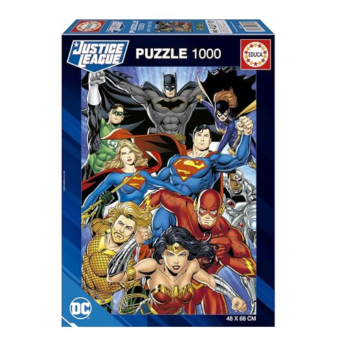 Educa - Puzzle von 1000 Teilen für Erwachsene | Justice League DC Comics. Messen: 48 x 68 cm. Beinhaltet die puzzlekleber FixPuzzle. Seit 14 Jahren (19935) von Educa