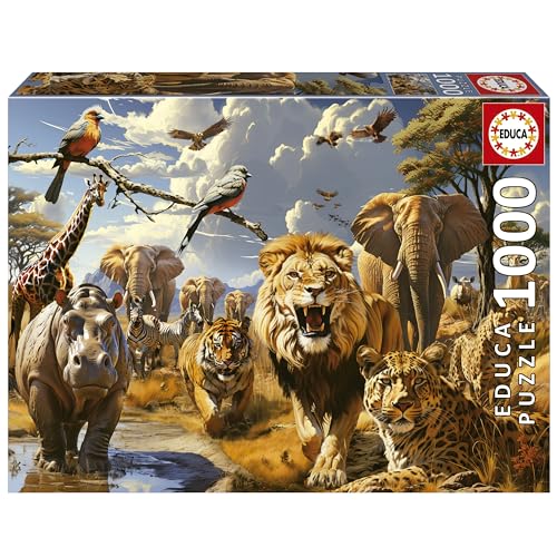 Educa - Puzzle von 1000 Teilen für Erwachsene | Wilde Tiere. Messen: 68 x 48 cm. Beinhaltet die puzzlekleber FixPuzzle. Seit 14 Jahren (19920) von Educa