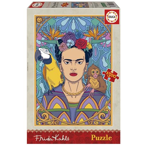 Educa - Puzzle von 1500 Teilen für Erwachsene | Frida Kahlo. Messen: 85 x 60 cm. Beinhaltet die puzzlekleber FixPuzzle. Seit 14 Jahren (19943) von Educa
