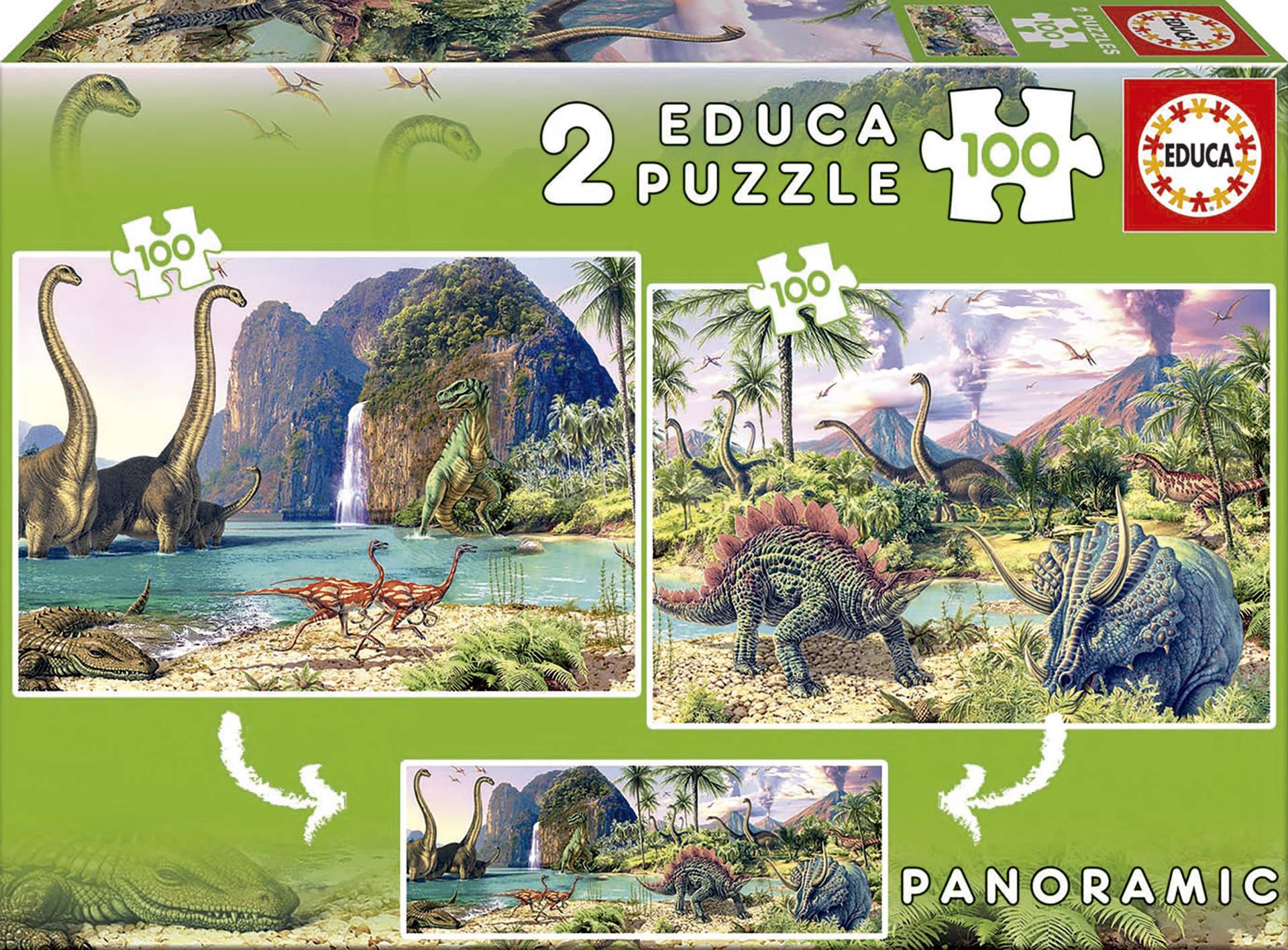 Educa Puzzleset - Dino World Panoramic 100 Teile Puzzle Educa-15620 von Educa
