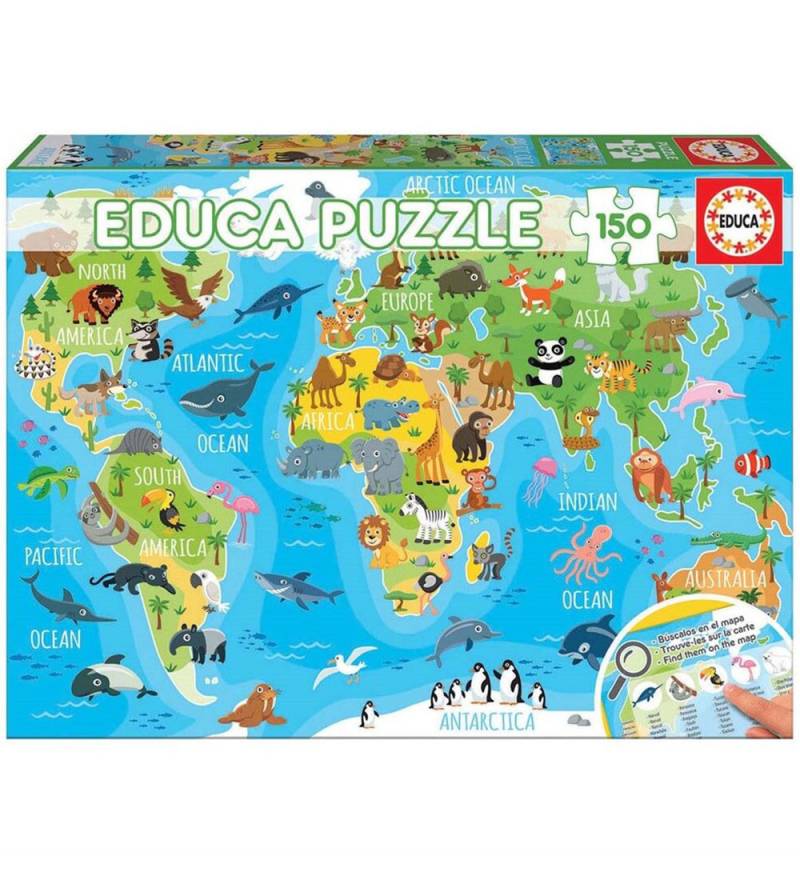 Educa Puzzlespiel - World Map Animals - 150 Teile - Educa - One Size - Puzzlespiele Educa Puzzlespiel - World Map Animals - 150 Teile - Educa - One Size - Puzzlespiele von Educa