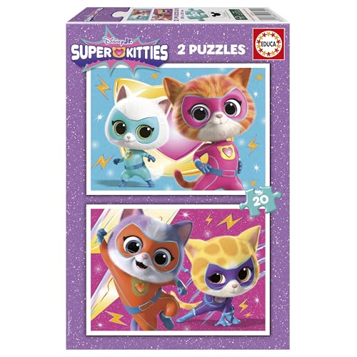 Educa - Set mit 2 Kinderpuzzles mit 20 Teilen. SuperKitties | Maße: 28 x 20 cm. Empfohlen ab 4 Jahren (20340) von Educa