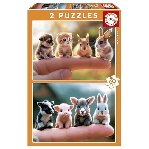 Educa - Set mit 2 Kinderpuzzles mit 20 Teilen. Tierbabys. Maße: 28 x 20 cm. Empfohlen ab 4 Jahren (20221) von Educa