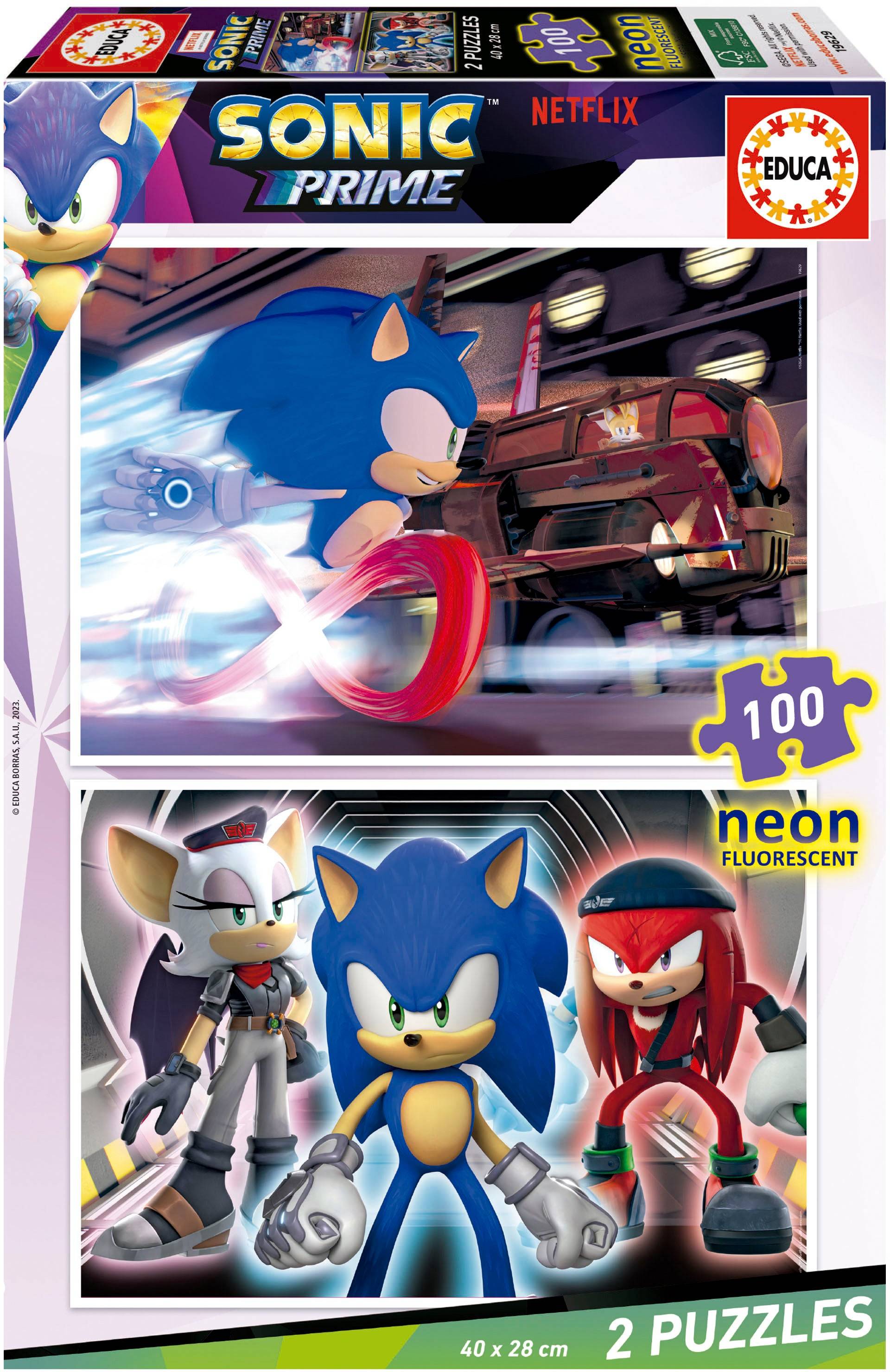 Educa Sonic Prime Puzzles Neon 2x100 Teile von Educa