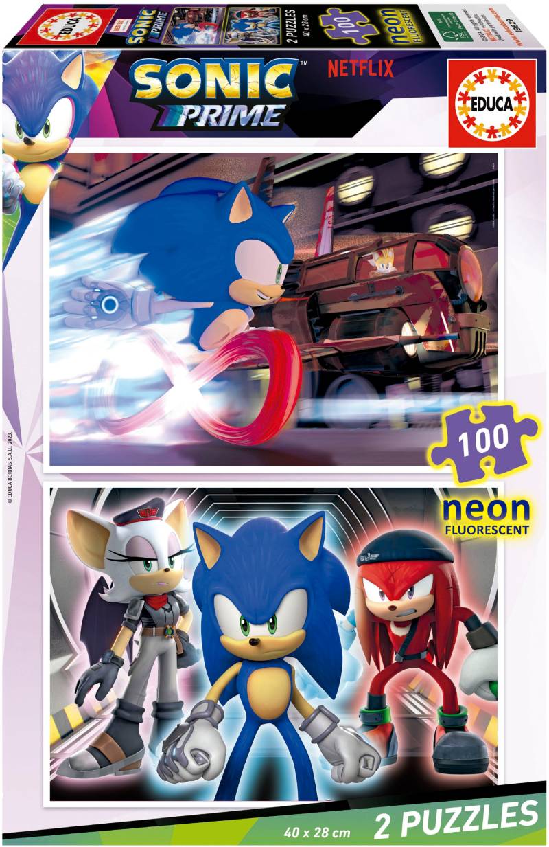 Educa Sonic Prime Puzzles Neon 2x100 Teile von Educa