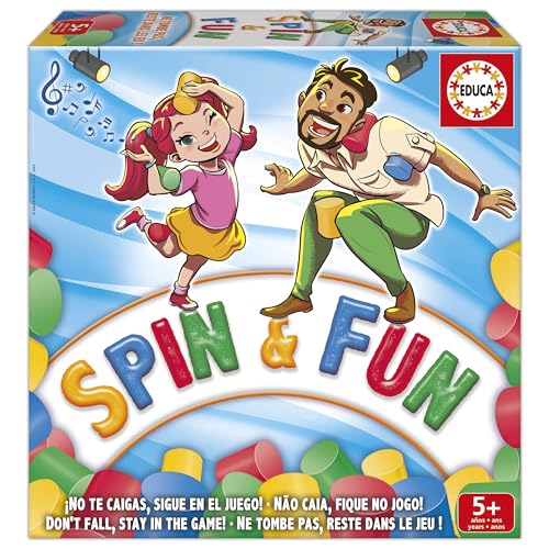 Educa - Spin & Fun | EIN spannendes Spiel, das die Geschicklichkeit und den Sinn für Spaß testet. Spaß. Spiel für 2 bis 4 Spieler und Alter ab 5 Jahren (20170) von Educa