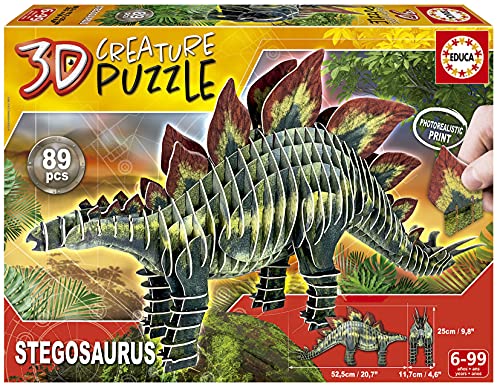 Educa - Stegosaurus, 3D Puzzle für Erwachsene und Kinder ab 6 Jahren, 89 Teile, Dinosaurier (19184) von Educa