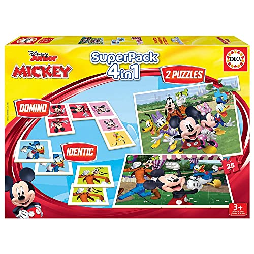Educa - Superpack Mickey & Friends Kinder-Spielset Domino, Identic und 2 Mickey-Puzzles ab 3 Jahren (19099) von Educa