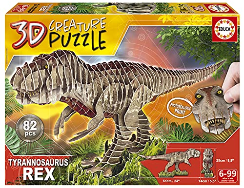 Educa - T-Rex, 3D Puzzle für Erwachsene und Kinder ab 6 Jahren, 82 Teile, Dinosaurier (19182) von Educa