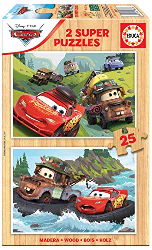 Educa - Puzzle 25 Teile für Kinder ab 3 Jahren | Cars, 2x25 Teile Puzzleset, Holzpuzzle für Kinder ab 3 Jahren, Pixar (18877) von Educa