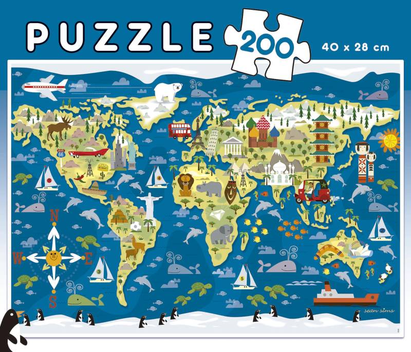 Educa World Map. Sean Sims 200 Teile Puzzle Educa-19292 von Educa