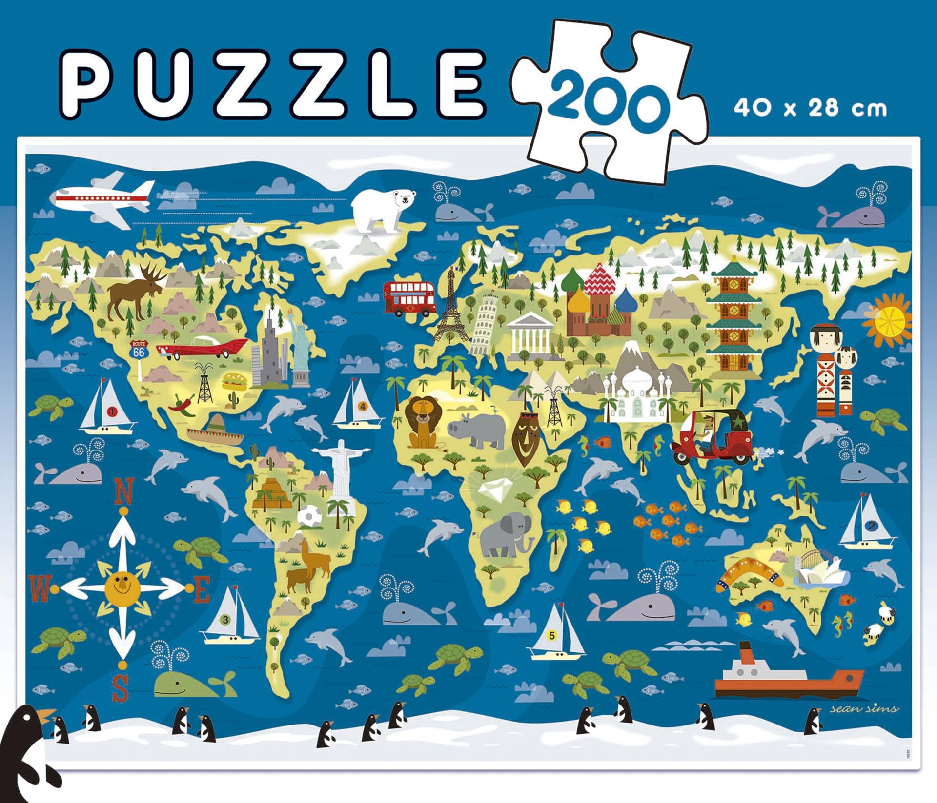 Educa World Map. Sean Sims 200 Teile Puzzle Educa-19292 von Educa