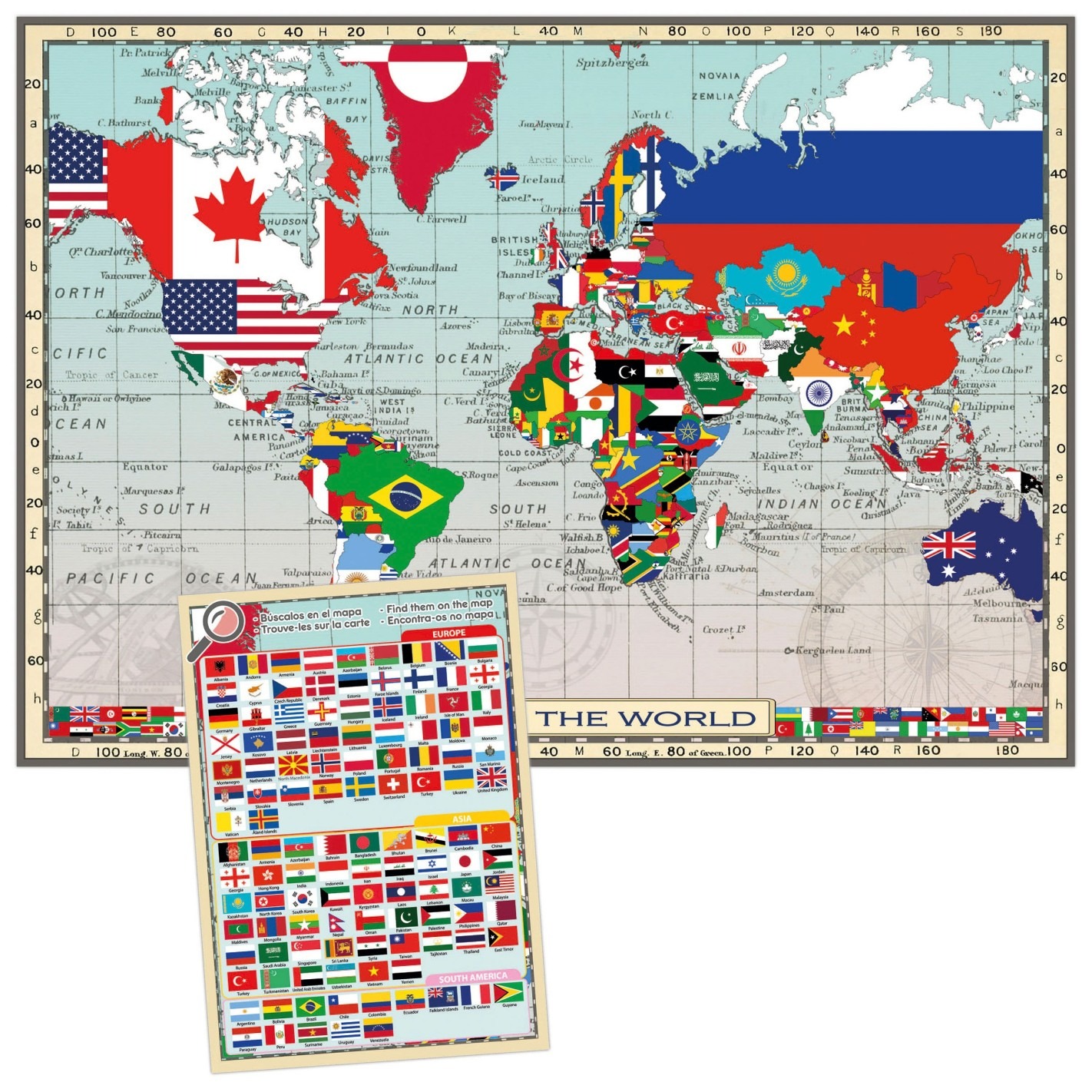Educa XXL Teile - GeoPuzzles - Flags of the World 150 Teile Puzzle Educa-20480 von Educa