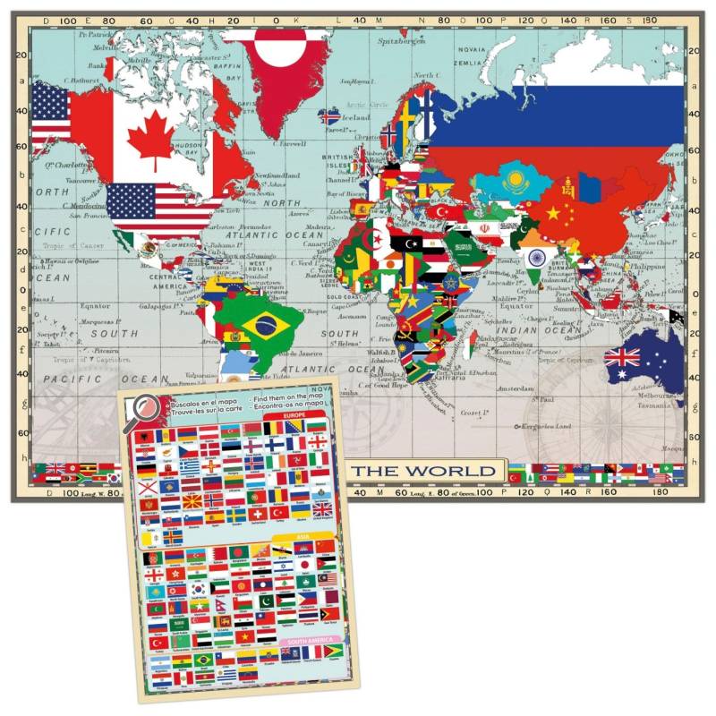 Educa XXL Teile - GeoPuzzles - Flags of the World 150 Teile Puzzle Educa-20480 von Educa