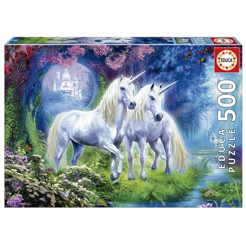 Educa - Puzzle 500 Teile für Erwachsene | Einhörner im Wald, 500 Teile Puzzle für Erwachsene und Kinder ab 11 Jahren, Unicorns, Fantasy (17648) von Educa