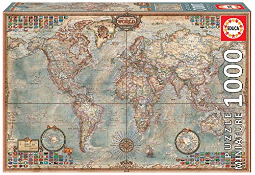 Educa - Puzzle 1000 Teile für Erwachsene | Weltkarte 1000 Teile Miniatur Puzzle für Erwachsene und Kinder ab 14 Jahren, Map, Atlas (16764) von Educa