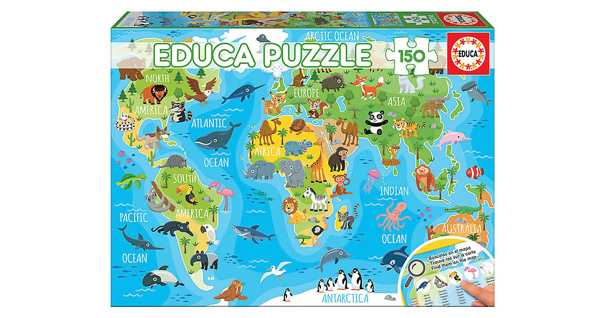 Puzzle, 150 Teile, 48x34 cm Kontinente Tiere Puzzle, 150 Teile, 48x34 cm Kontinente Tiere von Educa