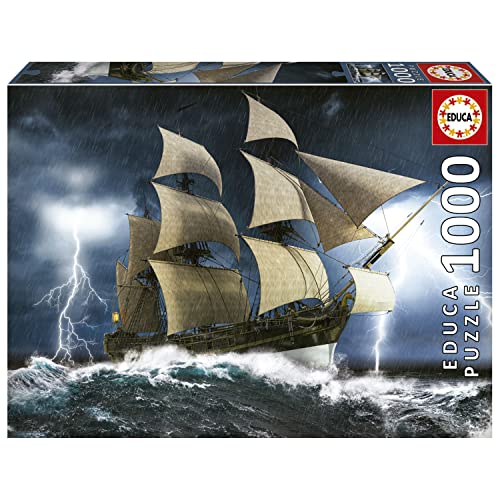 Educa - Puzzle 1000 Teile für Erwachsene | Segelschiff im Sturm, 1000 Teile Puzzle für Erwachsene und Kinder ab 14 Jahren, Seefahrt, Meer, Ozean (19556) von Educa