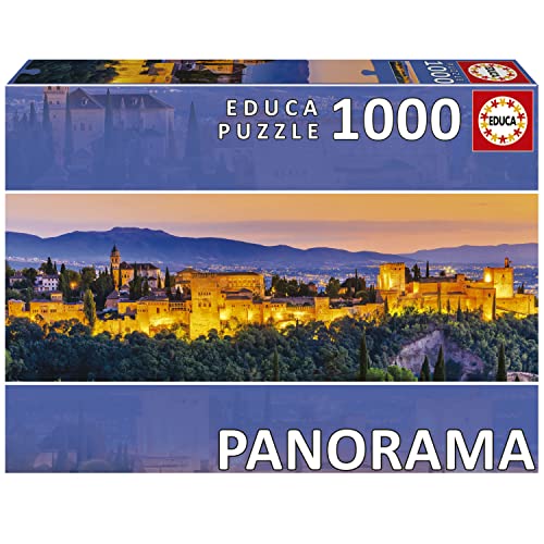 Educa - Puzzle 1000 Teile für Erwachsene | Alhambra, 1000 Teile Panorama-Puzzle für Erwachsene und Kinder ab 14 Jahren, Granada, Spanien (19576) von Educa