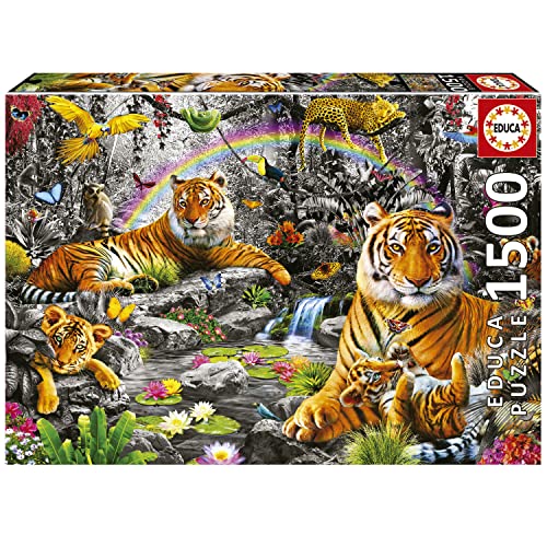 Educa - Puzzle 1500 Teile für Erwachsene | Tiger im Dschungel, 1500 Teile Puzzle für Erwachsene und Kinder ab 14 Jahren, Tierpuzzle (19563) von Educa