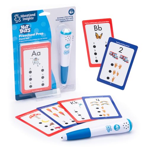 Educational Insights Hot Dots® Vorschulvorbereitungs-Set – Lern-Arbeitsbücher für Kleinkinder, Lese- und Mathematikspiele, ABC-Karteikarten, Heimschule und Klassenzimmer für Kinder ab 4 Jahren von Educational Insights