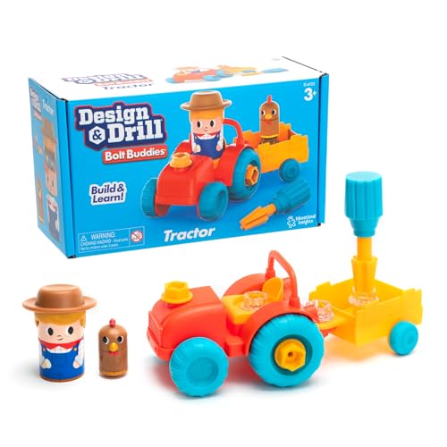 Learning Resources Design & Drill Schrauberkumpel Traktor, Bauernhof-Spielzeug, Traktor-Spielset mit Landwirt-Figur, Schraubspielzeug zum Auseinandernehmen, 3+ von Learning Resources