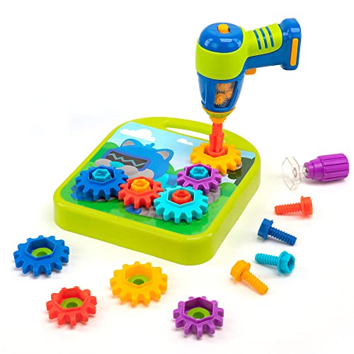 Learning Resources Design & Drill Zahnradwerkstatt, 55 Teile mit elektrischem Spielzeugbohrer, MINT-Spielzeug, für Jungen und Mädchen ab 3 Jahren von Learning Resources
