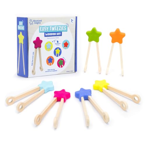 Learning Resources Easy Tweezies Gruppenset, Montessori Holzpinzetten ab 3 Jahren, Feinmotorik-Werkzeug für Kinder von Educational Insights