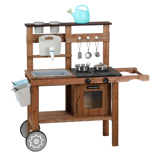 Matschküche Kinder Outdoor, kinderküche Holz, Gartenküche Outdoorküche mit Spüle,Wassertank,Wasserhahn,Herd & Topfset Kochgeschirr, Spielküche Küchen Spielzeug für Rollenspiele Matschküche Kinder Outdoor, kinderküche Holz, Gartenküche Outdoorküche mit Spüle,Wassertank,Wasserhahn,Herd & Topfset Kochgeschirr, Spielküche Küchen Spielzeug für Rollenspiele von Edumov