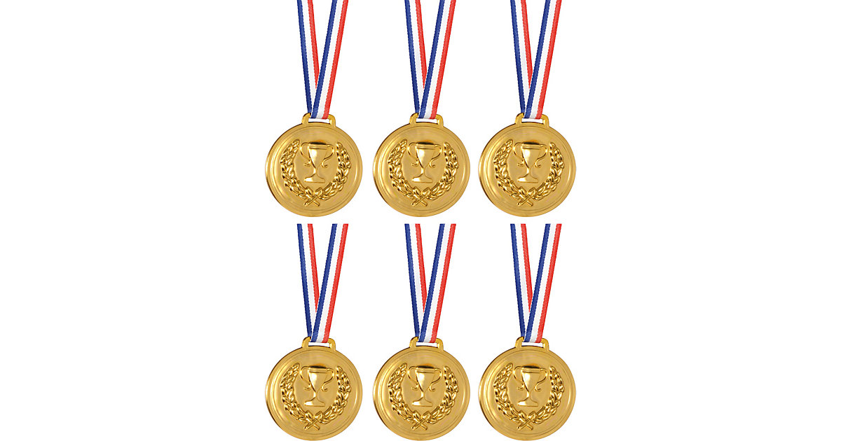 Medaille zum Beschriften, Kunststoff mit Sicherheitsband, 6 Stück gold-kombi Medaille zum Beschriften, Kunststoff mit Sicherheitsband, 6 Stück gold-kombi von Eduplay