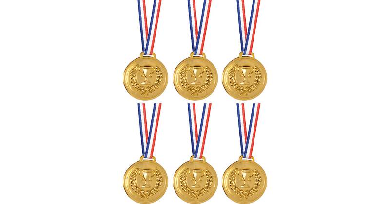 Medaille zum Beschriften, Kunststoff mit Sicherheitsband, 6 Stück gold-kombi von Eduplay