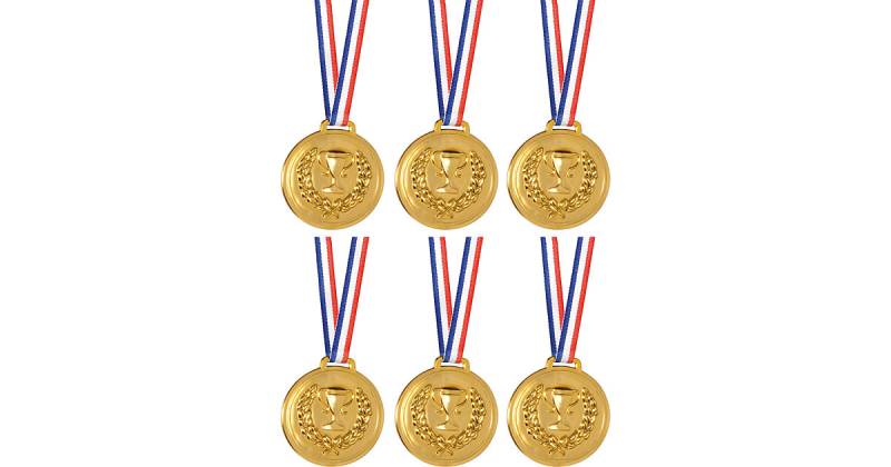 Medaille zum Beschriften, Kunststoff mit Sicherheitsband, 6 Stück gold-kombi von Eduplay