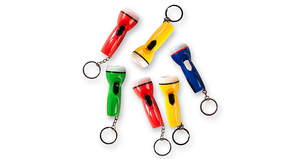 Schlüsselanhänger Mini-Taschenlampe, 8 Stück, farbig sortiert mehrfarbig von Eduplay